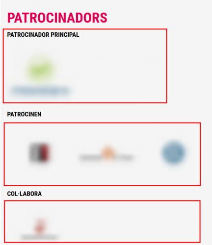 Un exemple de les categories de patrocinadors al web