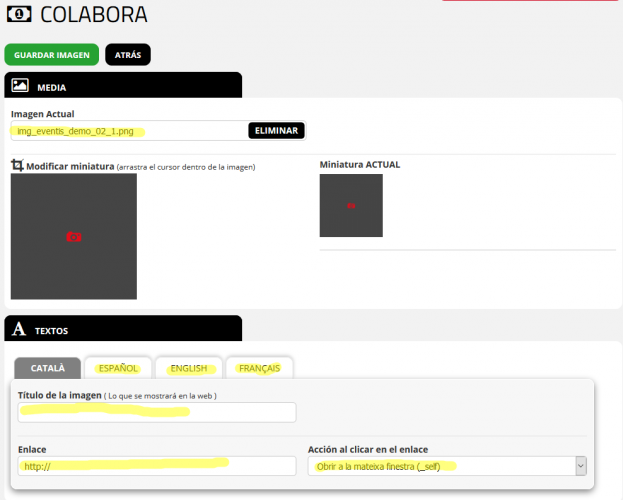 Editar un patrocinador