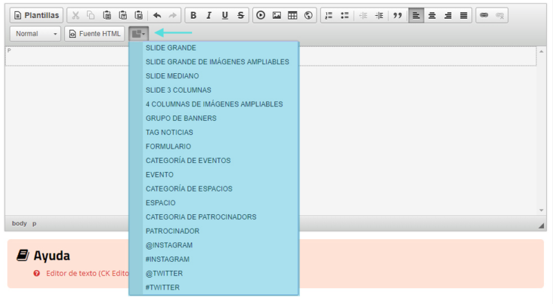 Llista dels tipus de Shortcodes disponibles